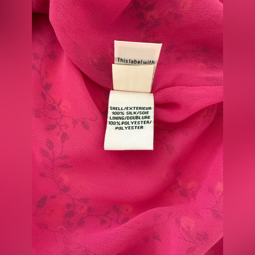 Diane Von Furstenberg Kamber Silk Floral Bright Pink Boho Top - size Small - Picture 5 of 7